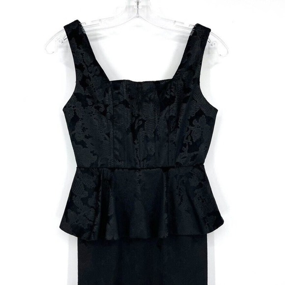 ALICE & OLIVIA Womens 0 BLACK DRESS Yodi brocade black Peplum Dress LBD - Picture 4 of 7